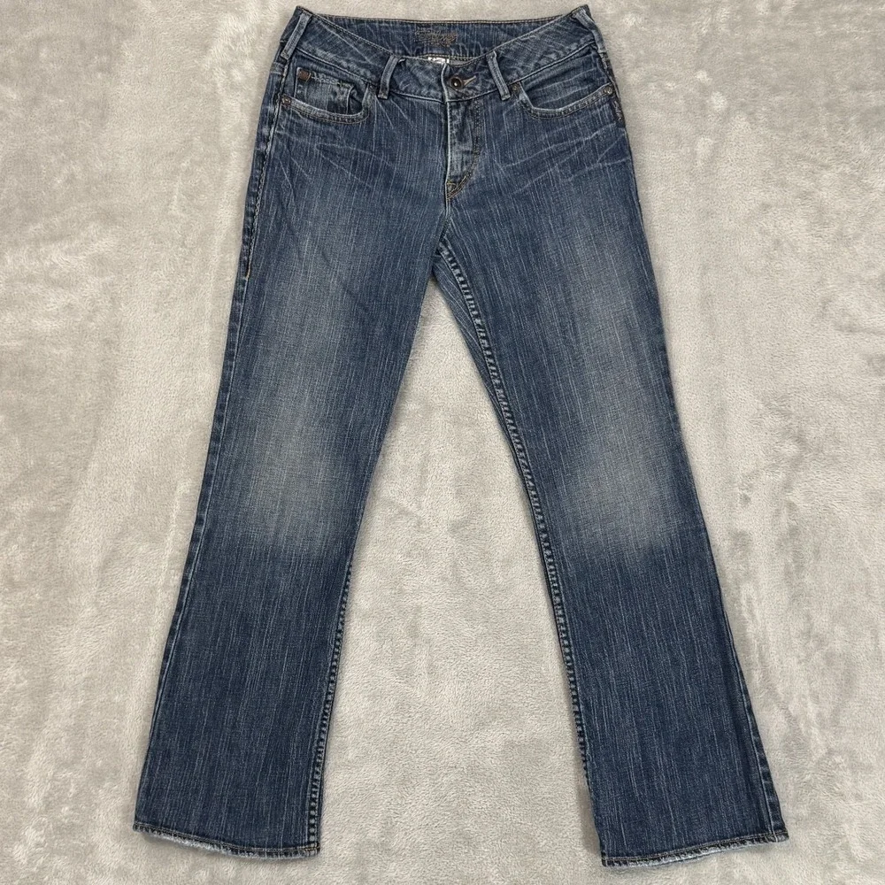 Silver Jeans Womens W29 L30 Blue‎ Bootcut Stretch Western Julia Faded Whiskered